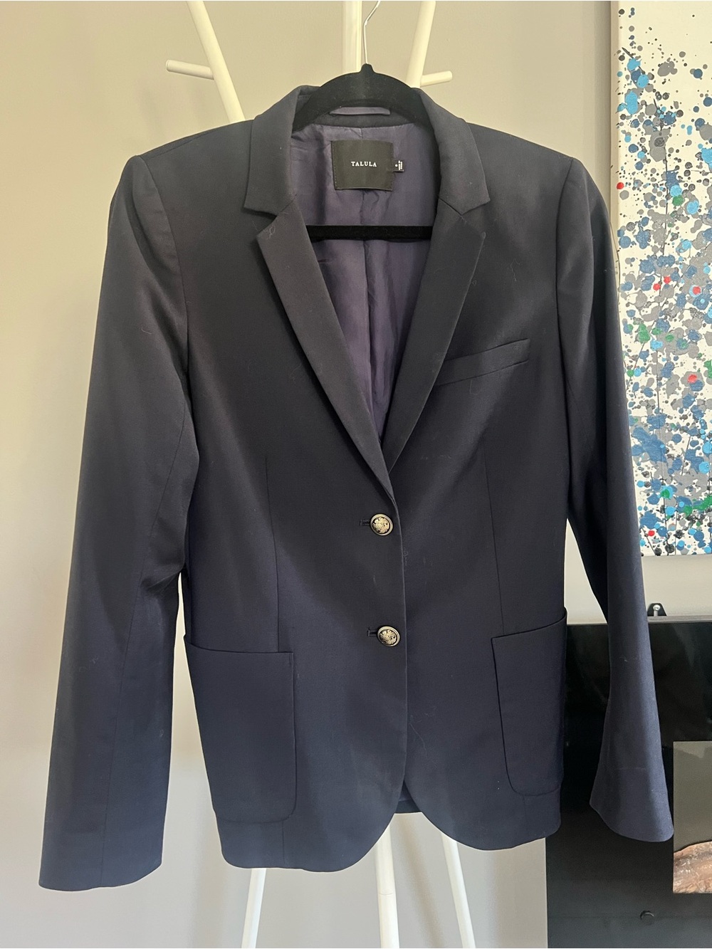 Talula Navy Single-Breasted Blazer with Patch Pockets US 8